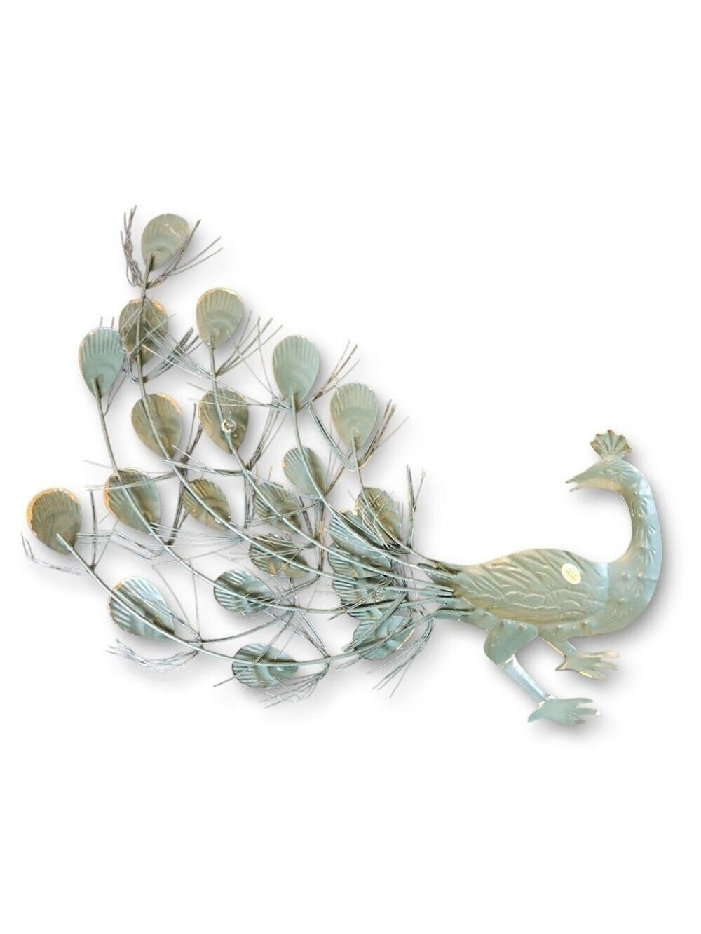 Vintage MCM Wall Decor Tin Peacock PAIR (Made in Hong Kong) Circa 1950-1960s - Picture 8 of 11